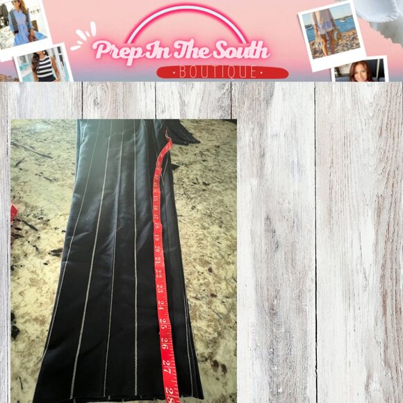 🖤 Antonio Melani Paper Bag Waist Pinstripe Wide Leg Cropped Pants – Size 8 - Picture 7 of 7